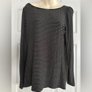 White House Black Market Black and White Striped Top